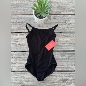 Capezio Black Camisole Leotard, Adjustable straps, Size J21 Intermediate